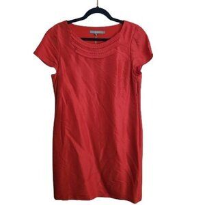 Boden Slub Fabric NWT Silk Deep Coral Pink Sheath Dress Size 10